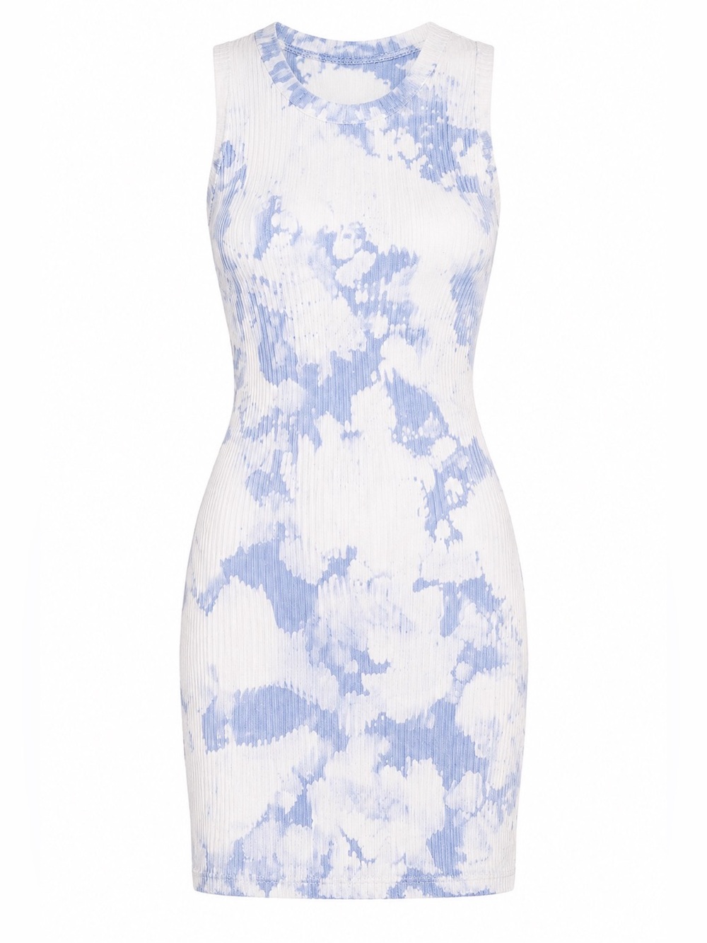 Cotton Citizen Ibiza Tank Dress Crystalline Splatter Blue White Ribbed Size L
